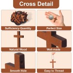 1 boîte de 70/120/240 paquets de petits porte-clés à breloques en forme de croix de poche en bois, mini pendentifs religieux en bois pour la prière de l'église, remplissage d'œufs de Pâques, cadeaux chrétiens, artisanat pour bricolage décoratif fait à la 