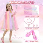 Vêtements de princesse pour filles de 3, 4, 5, 6 ans, kit de maquillage non toxique pour enfants, ensemble de princesse, cadeau d'anniversaire pour les tout-petits