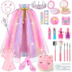 Vêtements de princesse pour filles de 3, 4, 5, 6 ans, kit de maquillage non toxique pour enfants, ensemble de princesse, cadeau d'anniversaire pour les tout-petits