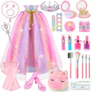 Vêtements de princesse pour filles de 3, 4, 5, 6 ans, kit de maquillage non toxique pour enfants, ensemble de princesse, cadeau d'anniversaire pour les tout-petits