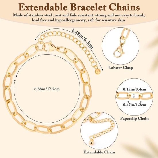 Flasoo Kit de fabrication de bracelets à breloques en or 416 pièces, comprenant des bracelets à chaîne avec trombone, des breloques et des anneaux ouverts pour la fabrication de bijoux