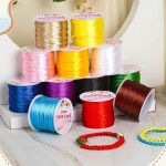 Cridoz Lot de 12 rouleaux de fil en nylon pour bracelets, cordon de soie en queue de rat satiné, cordon de perles soyeux pour Kumihimo, bracelets tressés, colliers pendentifs, macramé, cordons de porte-clés, fabrication de bijoux