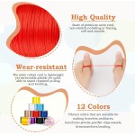 Cridoz Lot de 12 rouleaux de fil en nylon pour bracelets, cordon de soie en queue de rat satiné, cordon de perles soyeux pour Kumihimo, bracelets tressés, colliers pendentifs, macramé, cordons de porte-clés, fabrication de bijoux