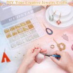 Kit de fabrication de boucles d'oreilles hypoallergéniques, modacraft 2000 pièces, kit de fournitures de fabrication de boucles d'oreilles avec crochets hypoallergéniques, accessoires de boucles d'oreilles, dos, épingles, anneaux ouverts pour la fabricati