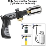 Sondiko Torche au propane puissante pour grill et cuisson L8010, sous vide, torche de soudage, brûleur à bois réglable pour saisir les steaks, barbecues, allume-feu de camp (noir, gris) Réservoir de propane non inclus