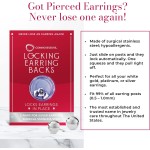 CONNOISSEURS Fermoirs de boucles d'oreilles verrouillables – Fermoirs de boucles d'oreilles hypoallergéniques pour clous, créoles et plus encore – Ne perdez plus jamais une boucle d'oreille
