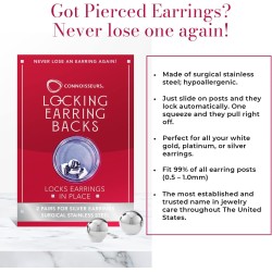 CONNOISSEURS Fermoirs de boucles d'oreilles verrouillables – Fermoirs de boucles d'oreilles hypoallergéniques pour clous, créoles et plus encore – Ne perdez plus jamais une boucle d'oreille