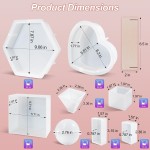 LET'S RESIN Lot de 8 moules en résine de silicone, moules en résine époxy profonde pour la conservation des bouquets de fleurs, grands moules en silicone pour le moulage de résine, y compris un moule en résine carré hexagonal en forme de cœur