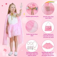 Meland Vêtements de déguisement de princesse pour fille, cape de princesse avec jouets couronne pour enfants, cadeaux d'anniversaire pour petites filles 3,4,5,6,7,8