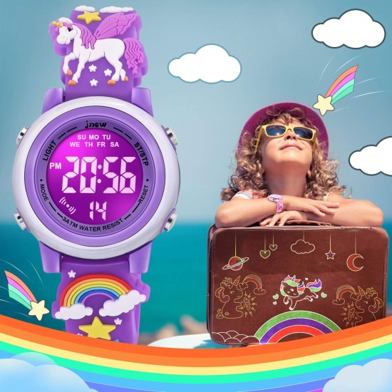 Montres étanches de dessin animé 3D pour filles avec alarme - Meilleurs cadeaux de jouets pour les filles de 3 à 12 ans