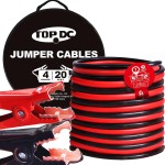TOPDC Câbles de démarrage de calibre 4 de 20 pieds pour batterie de voiture, SUV et camions, câbles de démarrage automobiles robustes pour démarrage par saut de batteries mortes ou faibles avec sac de transport (TD-P0420)