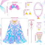 Jouets d'habillage de princesse, vêtements de princesse, Kit Cape de sirène arc-en-ciel, coffret cadeau 9 pièces pour petites filles de 3 à 8 ans