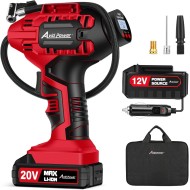 AVID POWER Compresseur d'air portable, pompe à pneu de voiture sans fil 20 V, compresseur d'air alimenté par batterie rechargeable avec adaptateur 12 V DC, manomètre numérique