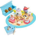 8th Wonder Bluey Toys Service à thé en bois 18 pièces durable avec plateau, théière, cuillères à café et plus encore, jeu de simulation pour les tout-petits à partir de 3 ans