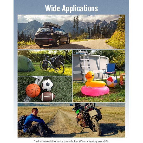 AVID POWER Compresseur d'air portable, pompe à pneu de voiture sans fil 20 V, compresseur d'air alimenté par batterie rechargeable avec adaptateur 12 V DC, manomètre numérique