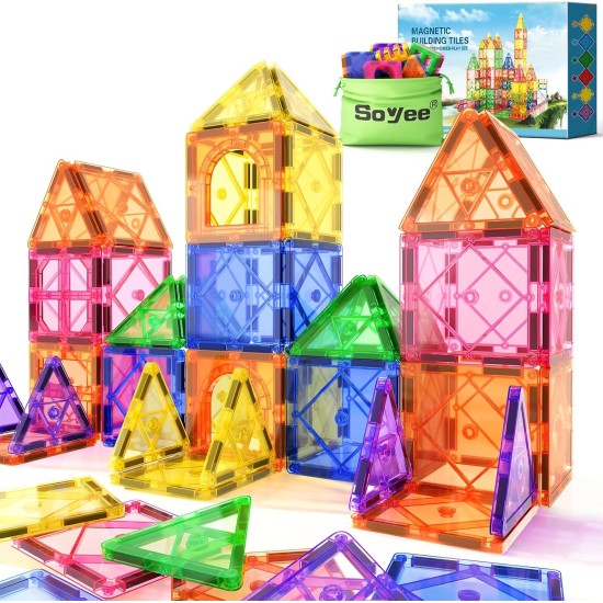 Carreaux magnétiques Jouets pour tout-petits Blocs de construction magnétiques pour enfants âgés de 3 à 12 ans Jouets éducatifs STEM pour filles et garçons Jouets sensoriels pour enfants autistes Incontournables en classe Panier de Pâques pour tout-petits