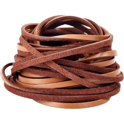 TeeLiy Cordon plat en cuir véritable de 3 mm, cordon de tressage marron clair pour la fabrication de bijoux, lacets de chaussures en cuir, arts et travaux manuels (Tan_3MM_5Yards)