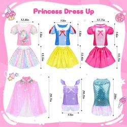 16 pièces de vêtements de princesse pour petite fille, ensemble cadeau de costume de jeu de rôle, tenue de jeu de simulation de sirène de princesse, jouets pour petites filles, cadeaux de fête d'anniversaire cosplay pour filles âgées de 3 4 5 6 7 ans et p