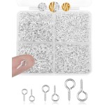 FIVEIZERO Lot de 600 petites épingles à œil pour la fabrication de bijoux et les travaux manuels, mini vis à œillets pour projets artistiques et breloques en perles, petits crochets à œil pour travaux manuels (or et argent, 3 tailles)