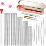 Lot de 58 aiguilles à perles pour la fabrication de bijoux, aiguilles à gros chas, aiguilles à perles ultra fines en acier inoxydable, chas flexible, parfaites pour les perles, la broderie et les travaux manuels.