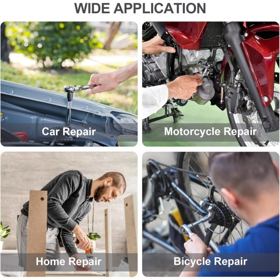 Jeu de 46 tournevis, clé à cliquet à petite douille, jeu de douilles métriques de 1/4 pouces et de clés à cliquet avec barre d'extension, ensemble d'outils compacts de mise à niveau pour voiture