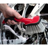 Brosse de lavage de voiture Mothers, brosse pour roues et garde-boue, nettoyant pour pneus à manche court pour les détails de voiture, 10 pouces, rouge/noir
