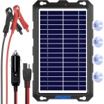 POWOXI Kit de charge d'entretien de panneau solaire portable étanche 7,5 W amélioré pour batterie solaire 7,5 W pour voiture, automobile, moto, bateau, marine, camping-car, remorque, motoneige, etc.