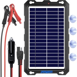 POWOXI Kit de charge d'entretien de panneau solaire portable étanche 7,5 W amélioré pour batterie solaire 7,5 W pour voiture, automobile, moto, bateau, marine, camping-car, remorque, motoneige, etc.