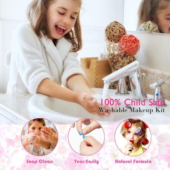 Ensembles de maquillage pour enfants pour filles - Ensembles de maquillage pour enfants pour filles de 5 à 8 ans, Maquillaje para Niñas, Kit de maquillage de jeu, Meilleurs jouets pour petite fille, Objets de princesse pour tout-petits, Âges 3456789 Cadea