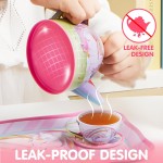 JOYIN 35 pièces ensemble de thé licorne pour petites filles, ensemble de théière en étain, jouet de cuisine princesse Tea Time avec dessert, beignet, étui de transport pour cadeaux d'anniversaire de Pâques enfants tout-petits âgés de 3 4 5 6