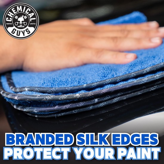 Chemical Guys Lot de 3 serviettes en microfibre de qualité professionnelle pour voitures, bleues, 40,6 x 40,6 cm, ultra douces et sans rayures pour camions, motos et plus encore