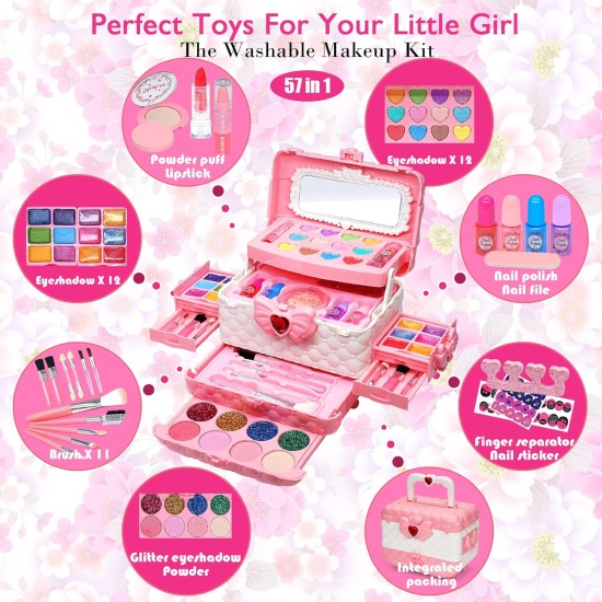 Ensembles de maquillage pour enfants pour filles - Ensembles de maquillage pour enfants pour filles de 5 à 8 ans, Maquillaje para Niñas, Kit de maquillage de jeu, Meilleurs jouets pour petite fille, Objets de princesse pour tout-petits, Âges 3456789 Cadea