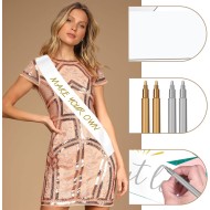 Ceinture blanche 5 pièces, 2 stylos dorés + 2 stylos argentés, ceinture vierge, fabriquer notre propre ceinture, ceintures pour concours, ceintures de fête