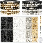 Gionlion Lot de 3 000 bracelets en perles d'argile pour femmes et adultes, kit de fabrication de bracelets, perles dorées pour la fabrication de bijoux, kit de bracelets à breloques, loisirs créatifs, cadeaux d'anniversaire, de Saint-Valentin