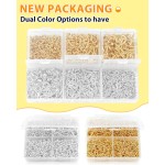 FIVEIZERO Lot de 600 petites épingles à œil pour la fabrication de bijoux et les travaux manuels, mini vis à œillets pour projets artistiques et breloques en perles, petits crochets à œil pour travaux manuels (or et argent, 3 tailles)