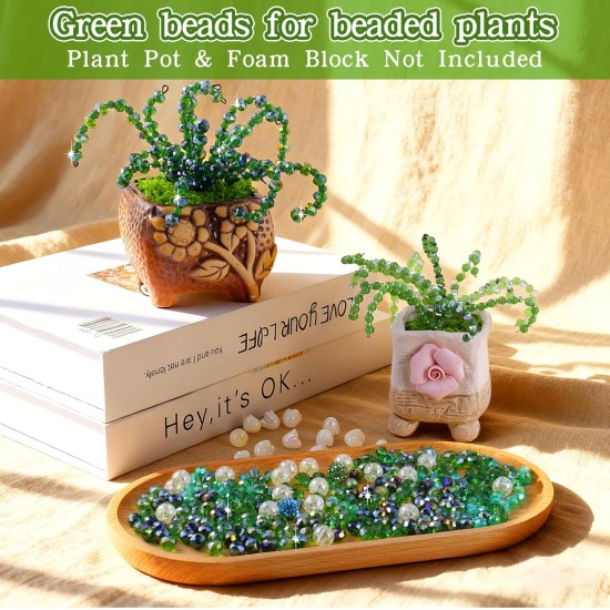FOGWOWO 5422 pièces Kit de plantes en perles Kit de plantes éternelles Perles de verre vertes pour la fabrication de plantes, perles vertes pour plantes en perles avec tutoriels vidéo, perles de plantes éternelles pour la fabrication de bijoux, loisirs cr