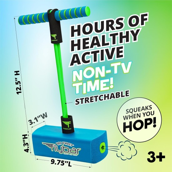 Flybar My First Foam Pogo Jumper pour enfants Pogo Stick amusant et sûr pour les tout-petits, mousse durable et élastique pour 3 ans et plus, supporte jusqu'à 250 lb