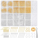 Kit de fabrication de boucles d'oreilles hypoallergéniques, modacraft 2000 pièces, kit de fournitures de fabrication de boucles d'oreilles avec crochets hypoallergéniques, accessoires de boucles d'oreilles, dos, épingles, anneaux ouverts pour la fabricati