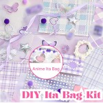 FXiaoy 60PCS Kit de Sac Ita DIY Ensemble Complet d'Accessoires de Sac Anime Ita Comprenant des Décorations en Satin, des Rubans et des Noeuds pour Débutants (Violet)
