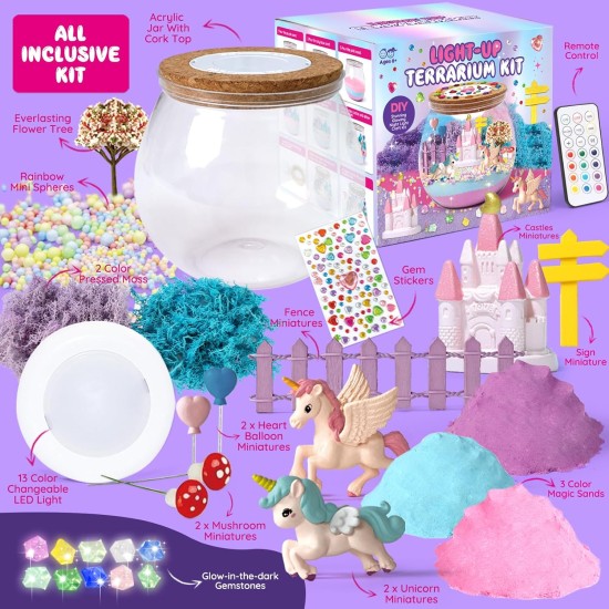 Kit d'artisanat de terrarium licorne pour enfants : Veilleuse LED Jouets DIY avec télécommande – Cadeaux d'anniversaire amusants pour les filles âgées de 5 6 7 8 9 10 ans – Ensemble d'activités d'art et d'artisanat créatifs Kit d'artisanat de terrarium licorne pour enfants : Veilleuse LED Jouets DIY avec télécommande – Cadeaux d'anniversaire amusants pour les filles âgées de 5 6 7 8 9 10 ans – Ensemble d'activités d'art et d'artisanat créatifs