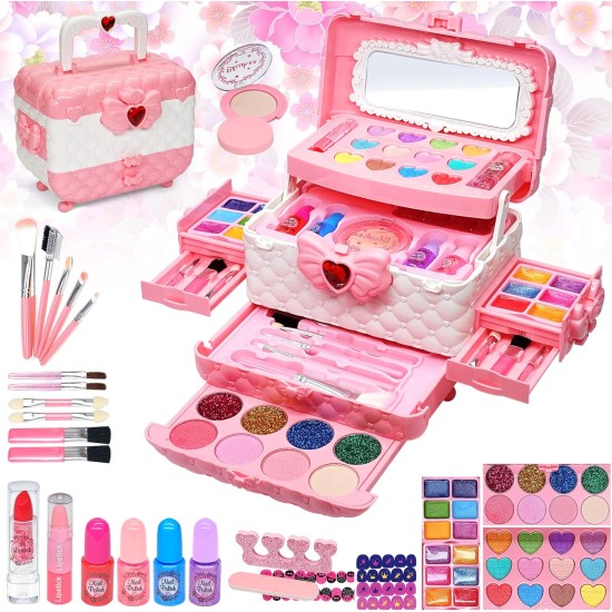 Ensembles de maquillage pour enfants pour filles - Ensembles de maquillage pour enfants pour filles de 5 à 8 ans, Maquillaje para Niñas, Kit de maquillage de jeu, Meilleurs jouets pour petite fille, Objets de princesse pour tout-petits, Âges 3456789 Cadea