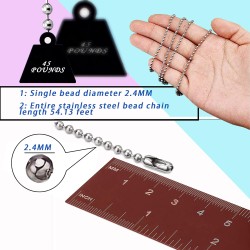 YZDTECH Chaîne de perles à boules en acier inoxydable de 15 m avec 100 connecteurs assortis et fermoirs pour la fabrication de bijoux, la suspension de colliers, les médailles d'identité, les loisirs créatifs YZDTECH Chaîne de perles à boules en acier inoxydable de 15 m avec 100 connecteurs assortis et fermoirs pour la fabrication de bijoux, la suspension de colliers, les médailles d'identité, les loisirs créatifs