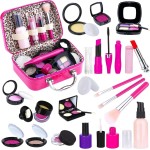 Tepsmigo Kit de maquillage pour filles, ensemble de maquillage pour enfants – avec trousse à cosmétiques pour anniversaire, Noël, ensemble de maquillage jouet pour tout-petits, petites filles de 3 ans et plus (pas de vrai maquillage)