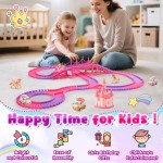Jouets licorne pour enfants filles de 4 à 6 ans : 232 pièces de piste de course de camion monstre licorne avec 2 voitures à tirer, jouets pour filles de 3, 4, 5, 6, 7 ans, cadeaux d'anniversaire de Pâques pour filles de 3 à 5, 6 à 8 ans.