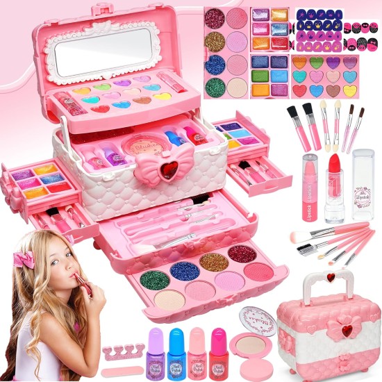 Ensembles de maquillage pour enfants pour filles – Ensembles de maquillage pour filles de 5 à 8 ans, Maquillaje para Niñas, kit de maquillage de jeu, meilleurs jouets pour petite fille, articles de princesse pour tout-petits, âges 3456789, cadeaux d'anniv