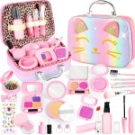 Faire semblant de maquillage pour les tout-petits, ensemble de maquillage pour enfants de 3 à 5 ans, kit de maquillage pour tout-petits, jouets de chat pour enfants, faux maquillage, cadeaux d'anniversaire, jouets pour filles de 3, 4, 5, 6, 7, 8 ans et pl