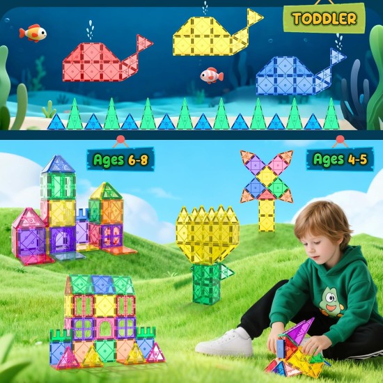 Carreaux magnétiques Jouets pour tout-petits Blocs de construction magnétiques pour enfants âgés de 3 à 12 ans Jouets éducatifs STEM pour filles et garçons Jouets sensoriels pour enfants autistes Incontournables en classe Panier de Pâques pour tout-petits