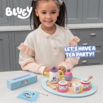 8th Wonder Bluey Toys Service à thé en bois 18 pièces durable avec plateau, théière, cuillères à café et plus encore, jeu de simulation pour les tout-petits à partir de 3 ans