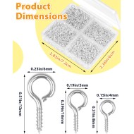 FIVEIZERO Lot de 600 petites épingles à œil pour la fabrication de bijoux et les travaux manuels, mini vis à œillets pour projets artistiques et breloques en perles, petits crochets à œil pour travaux manuels (or et argent, 3 tailles)