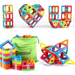 Coodoo Blocs magnétiques améliorés pour enfants en bas âge, jouets STEM robustes pour garçons et filles de 3 ans et plus, apprenant en jouant à des jeux pour les tout-petits, compatibles avec les blocs de construction des grandes marques – Kit de démarrag